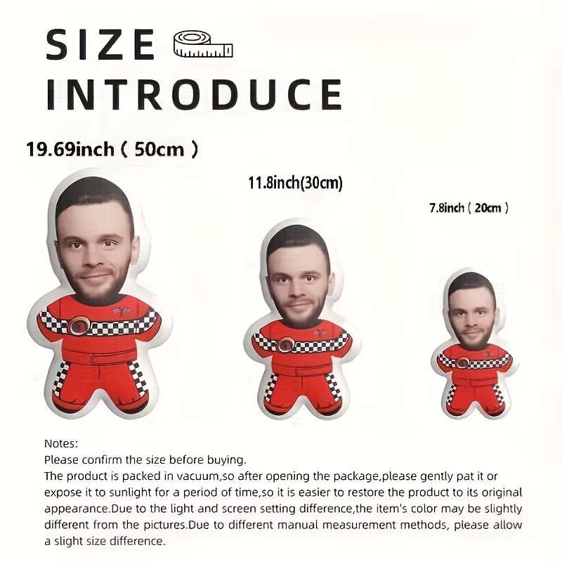 Oreiller en peluche avec photo personnalisée - FaceBodyNameTextLogo personnalisé - Chargez votre propre image - Coussin