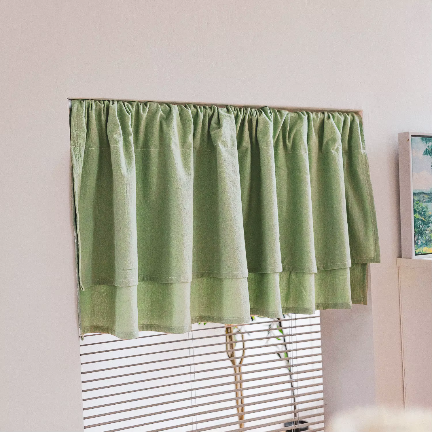 Rideau court style ferme 100% coton pour salle de bain