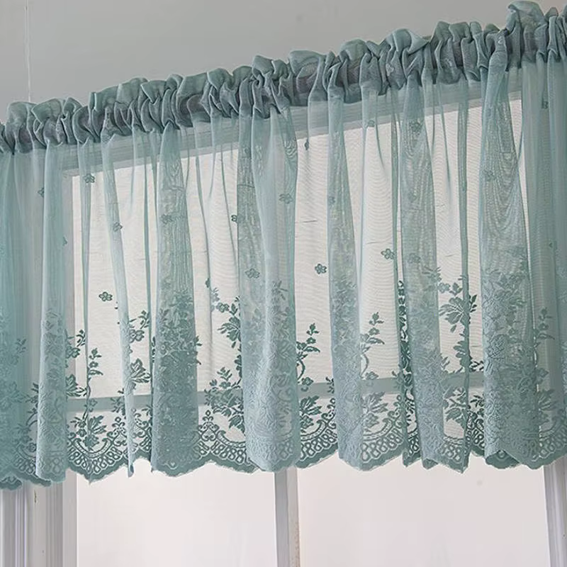 1pc Voile de fenêtre courte bleu pour salon