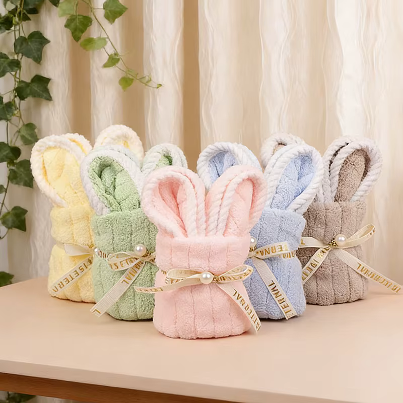 5 pièces de serviettes douces en forme de lapin de Pâques