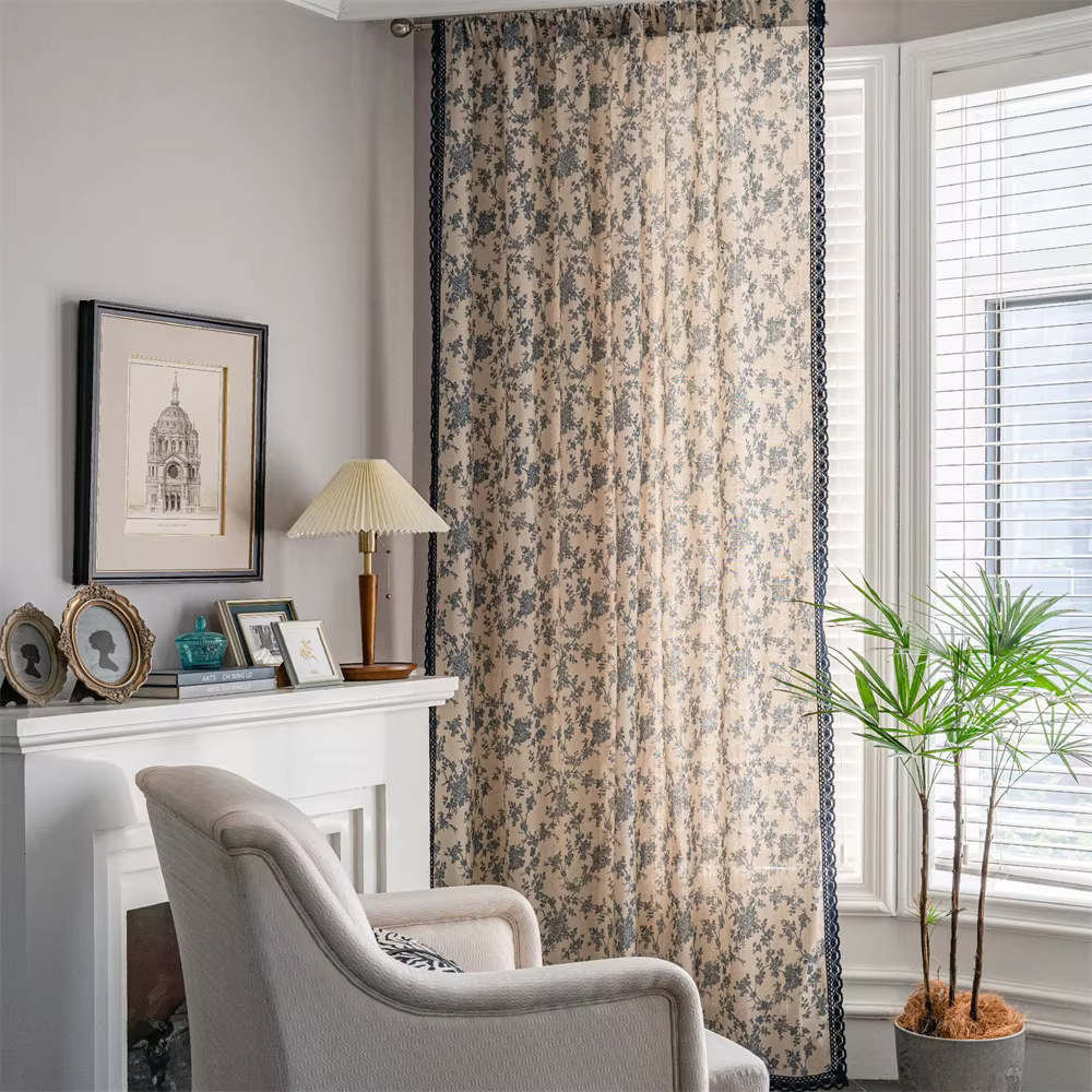 Rideaux à motifs floraux pour salon et chambre à coucher