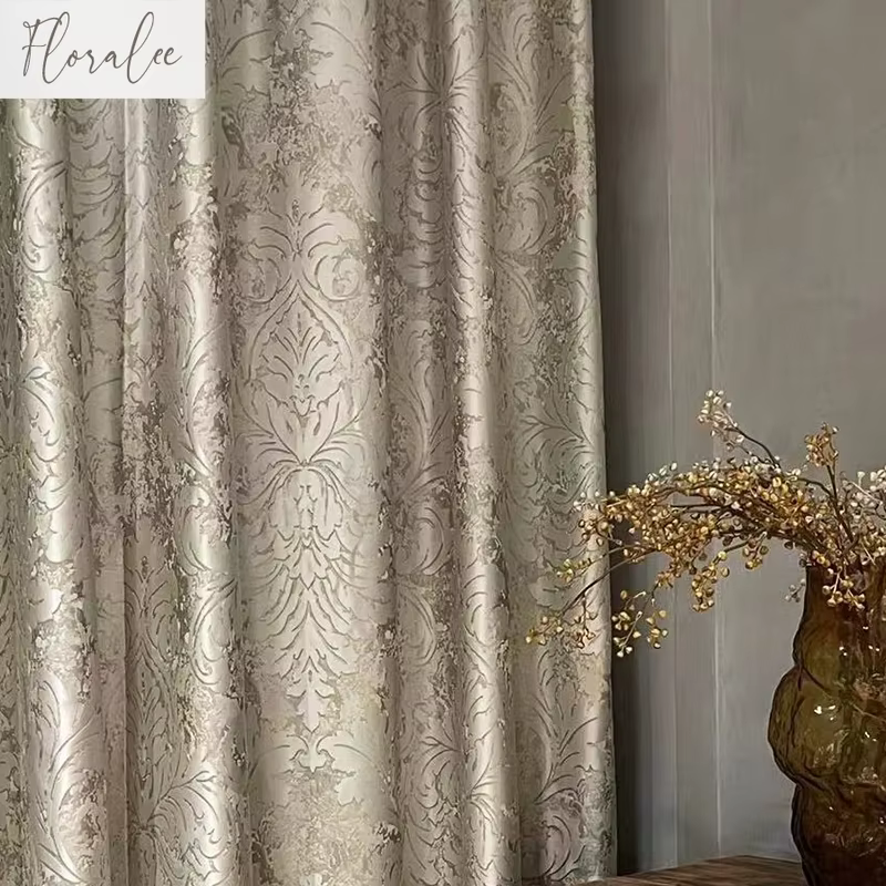 Rideaux Jacquard Dorés pour Salon