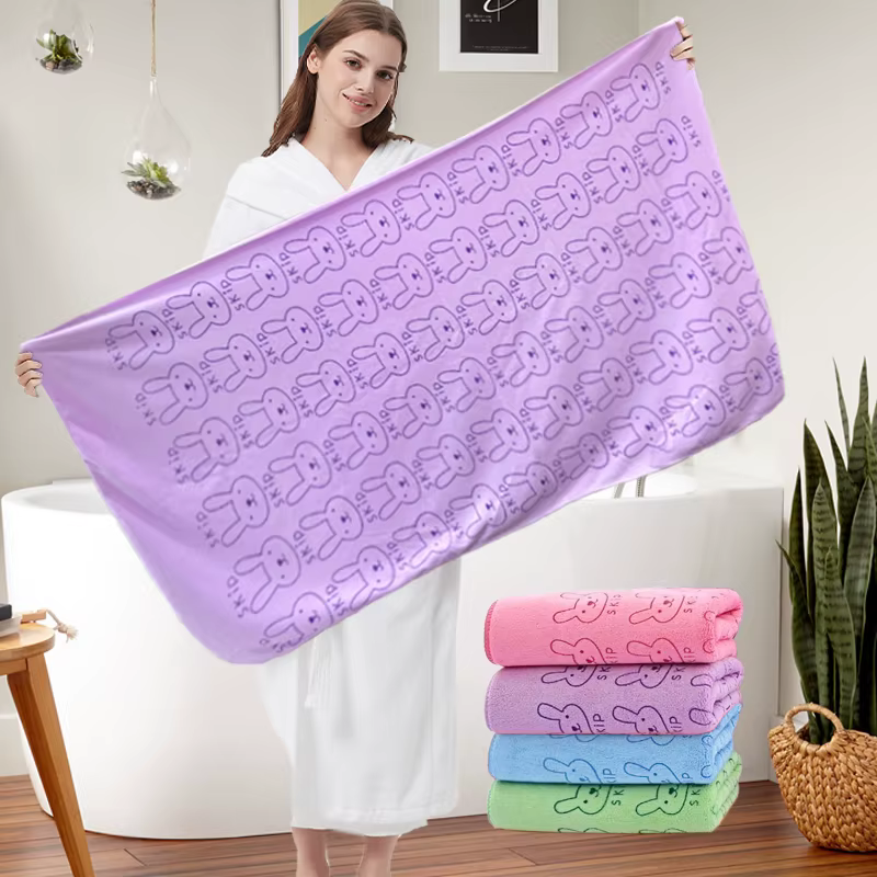 Serviette de bain légère avec motif de lapin mignon