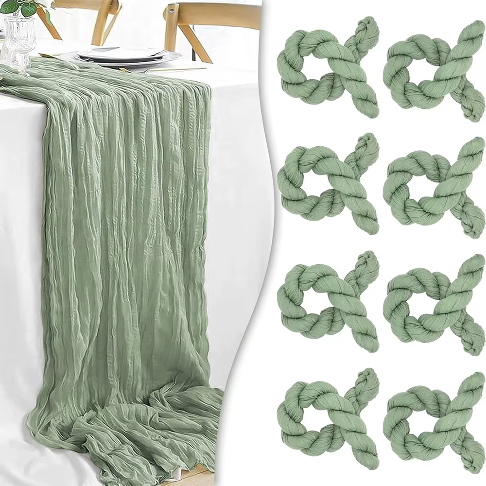 Chemin de Table en gaze vert sauge
