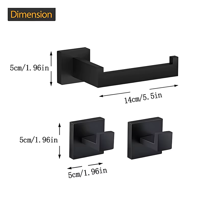 Ensemble d'accessoires de salle de bain noir mat en acier inoxydable SUS304