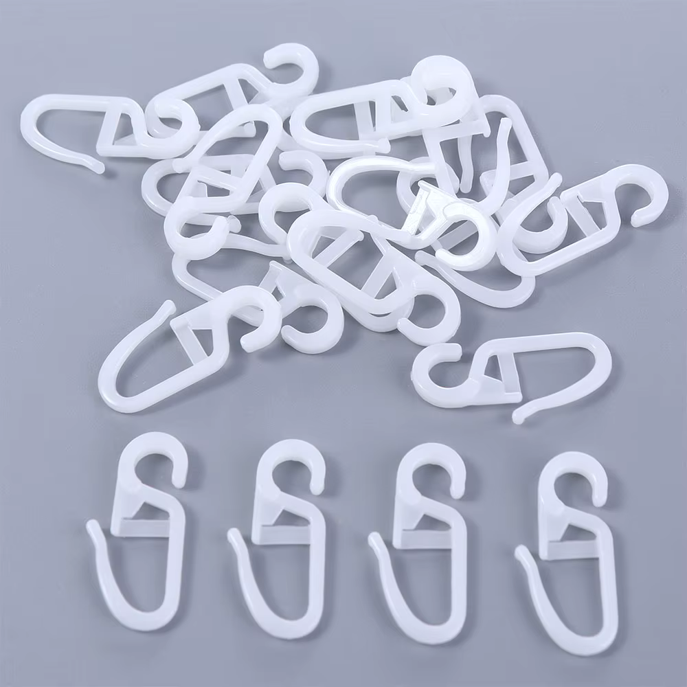Crochets de rideau en plastique blanc