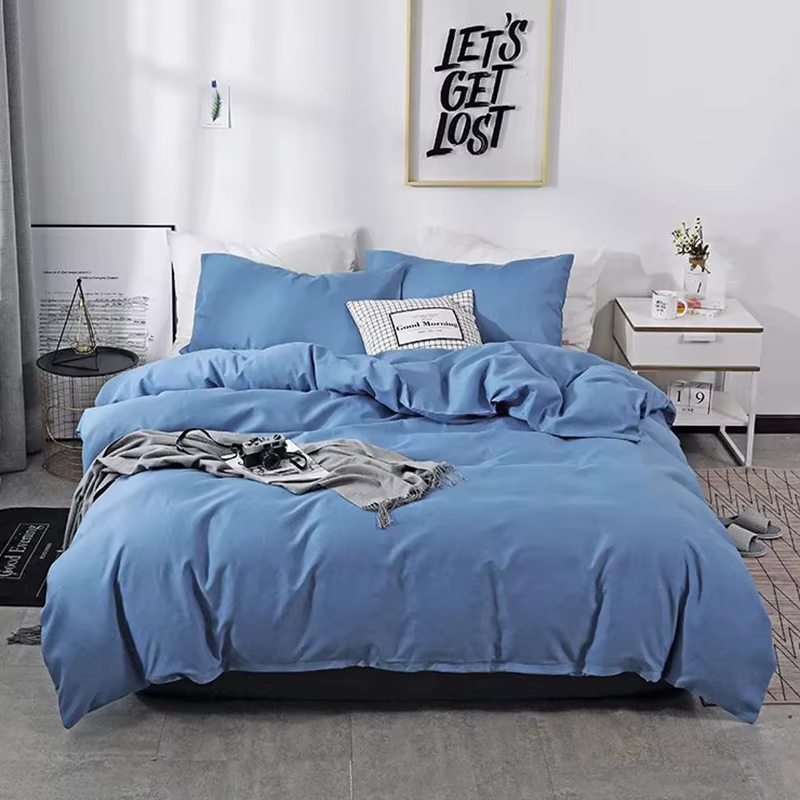 Housse de couette brossée unie style nordique 220x240 pour lit simple ou double