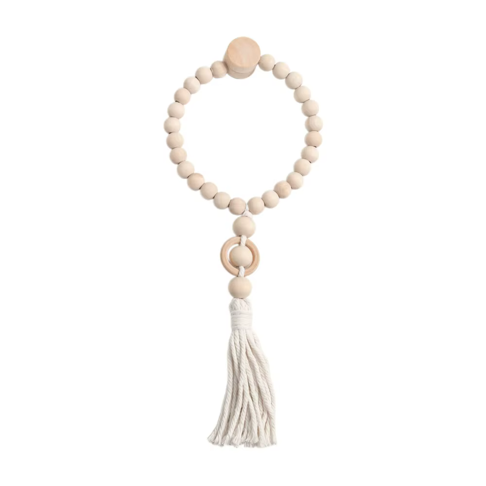Attaches de rideau en perles de bois rustiques simples