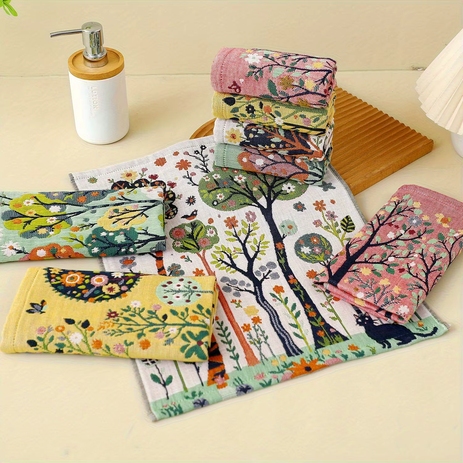 1 pièce de serviettes carrées en fil de coton à quatre couches