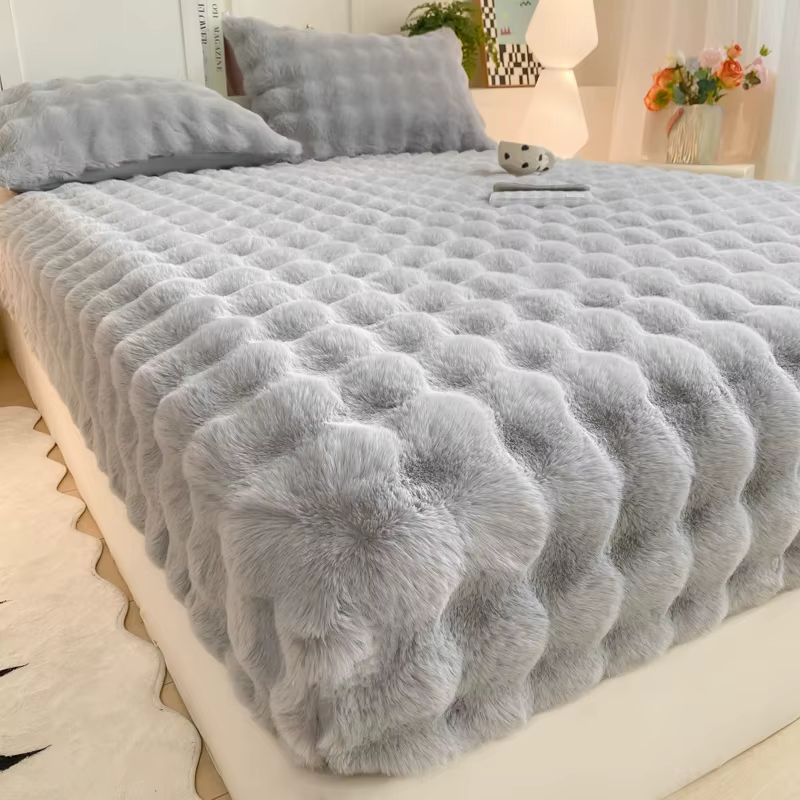 Drap-housse en peluche moelleuse pour l'hiver