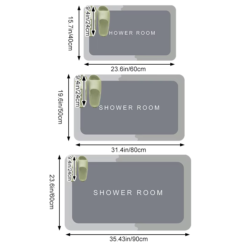 Tapis de bain en terre de diatomite antidérapant