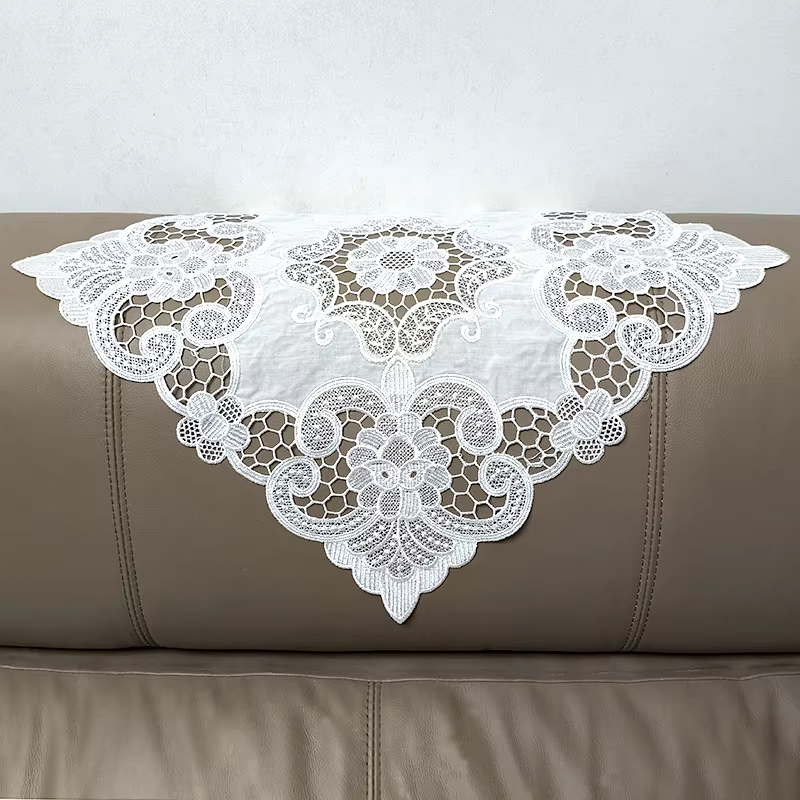 Belle nappe florale dentelle blanche broderie fleur 30/40 cm tapis de Table carré décoration de la maison