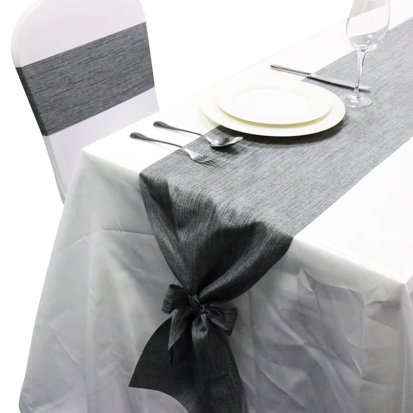 Chemin de table en lin imitation naturelle
