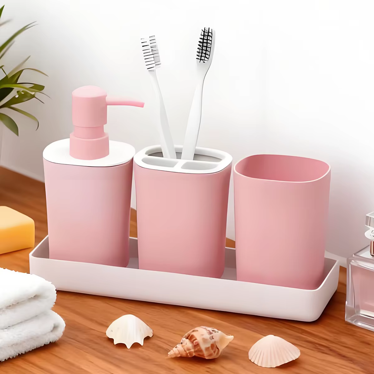 Ensembles d'accessoires de salle de bain rose créatifs