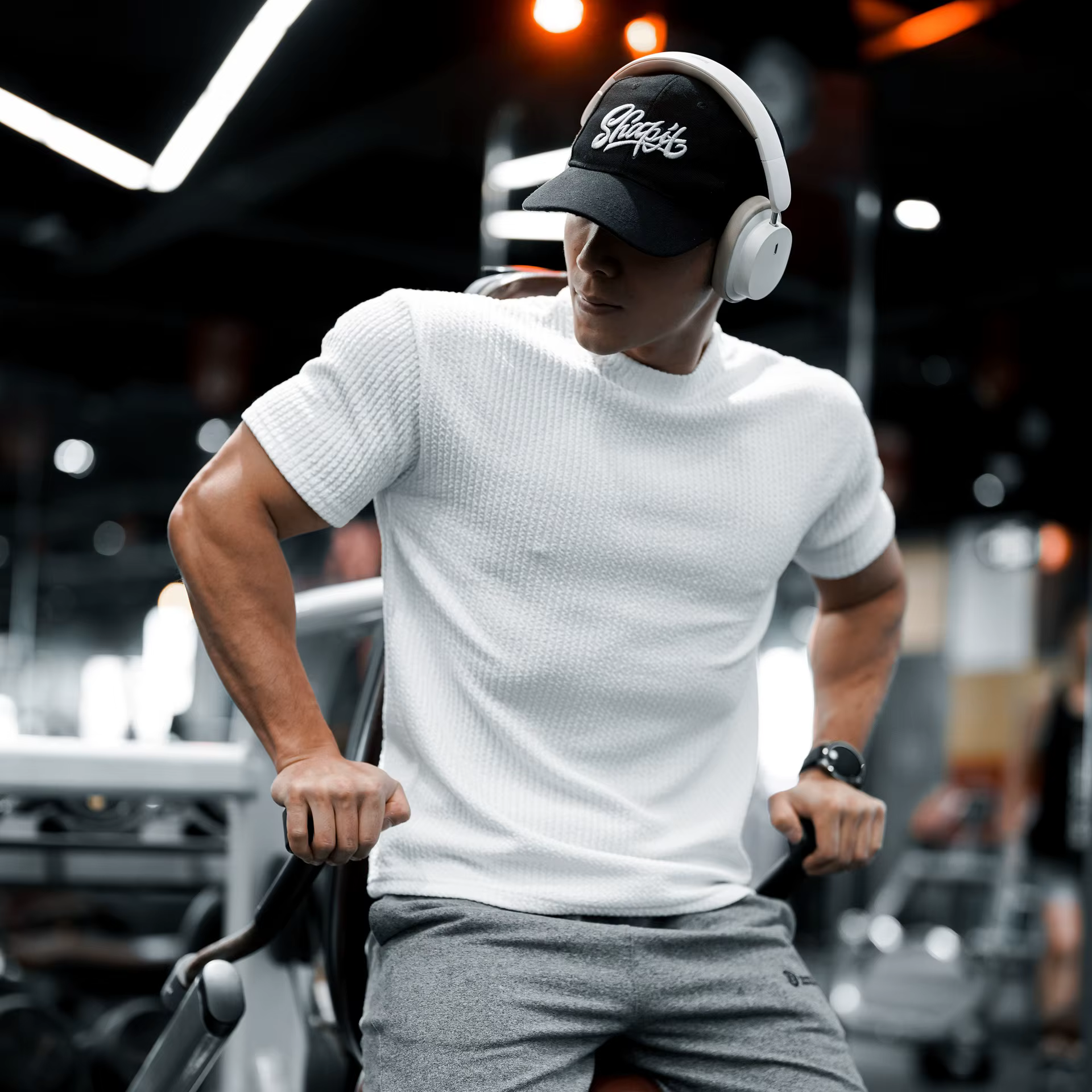 T-shirts de sport pour hommes en maille gaufrée