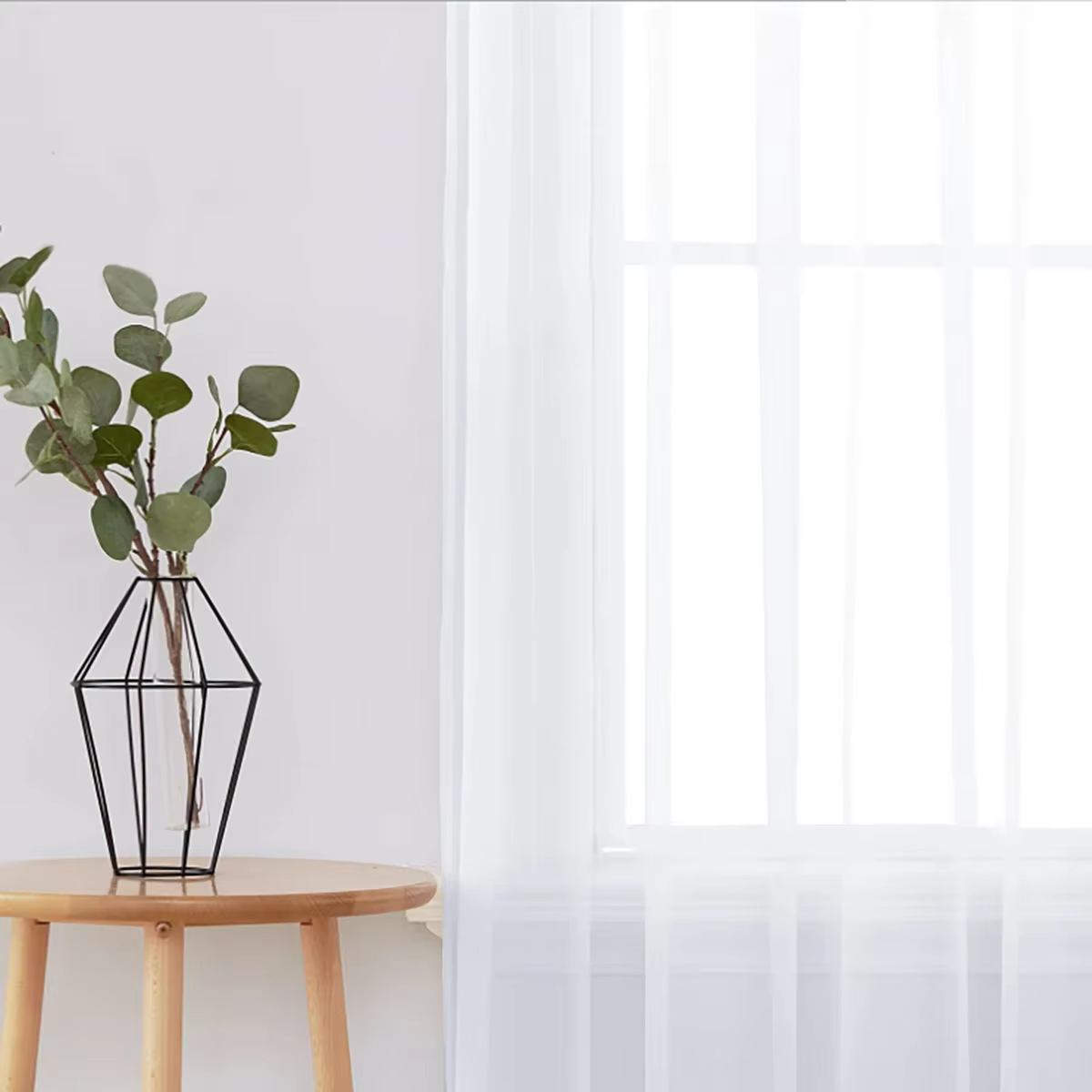 Rideau transparent moderne de couleur unie