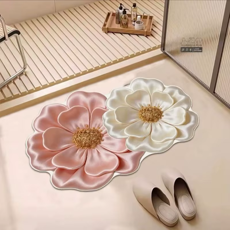 Tapis de salle de bain moderne et simple à motif floral