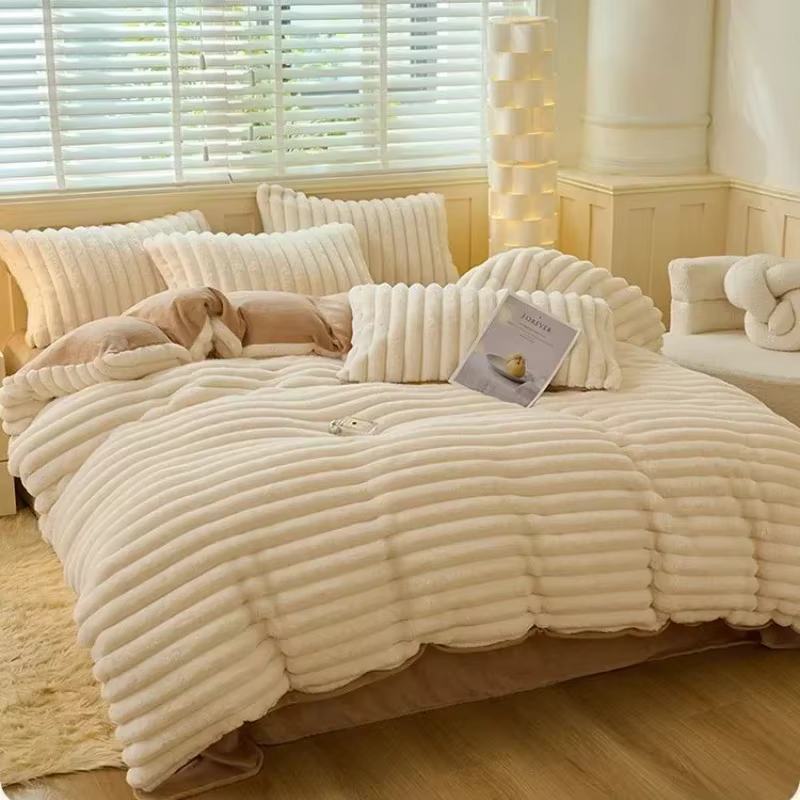 Housse de couette en peluche de couleur unie