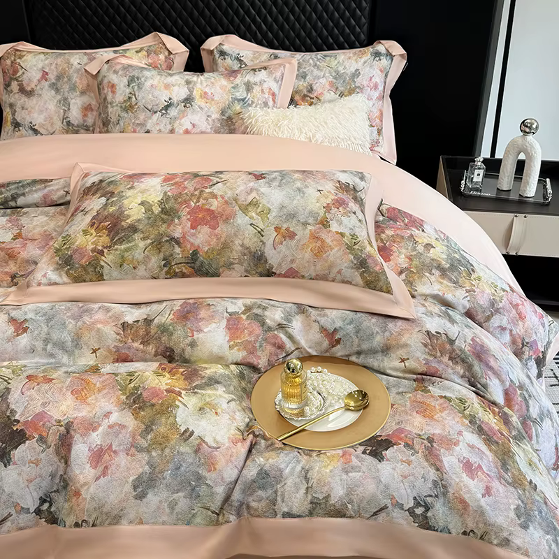 Parure de lit 100% coton égyptien imprimé Floral