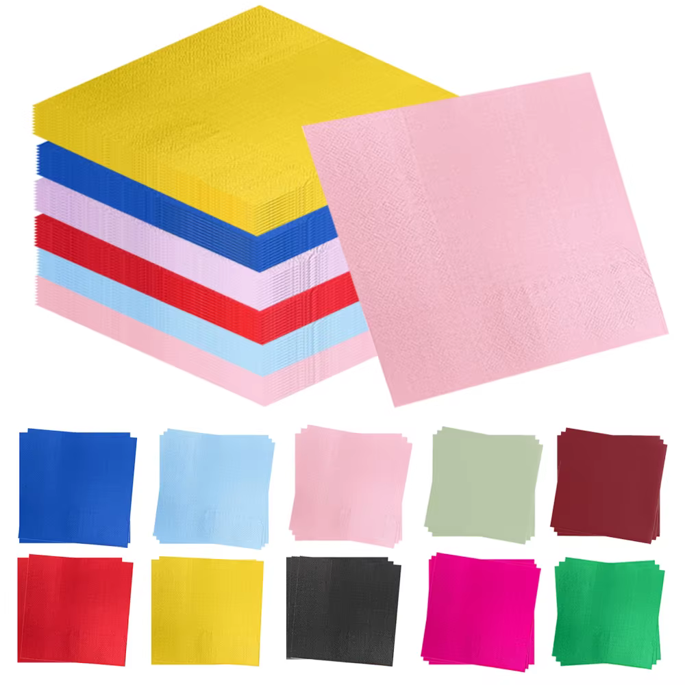 Serviettes en papier de couleur unie