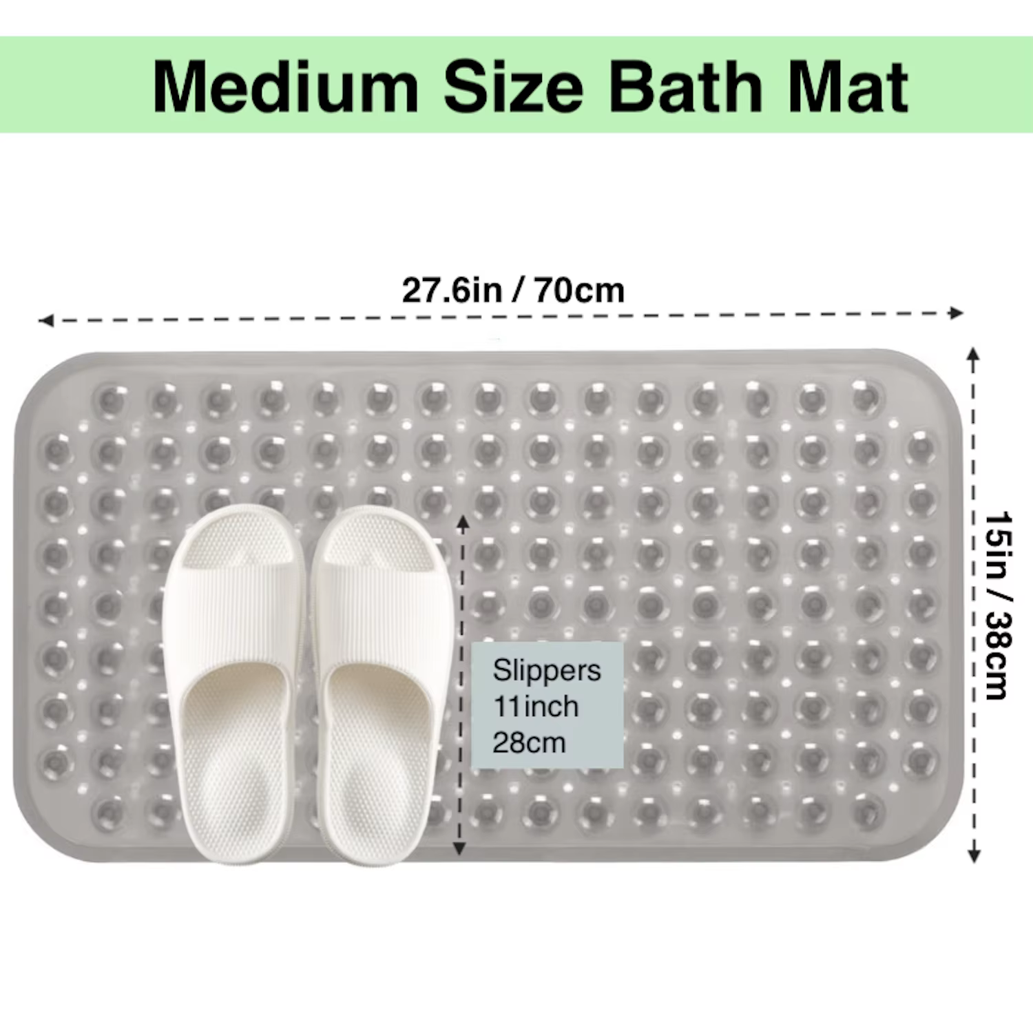 Tapis de baignoire avec ventouses et trous de vidange