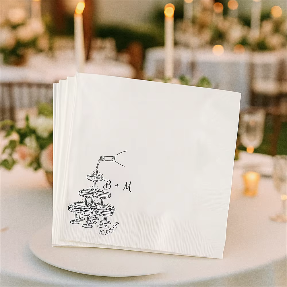 Serviettes de Table de Mariage Personnalisées