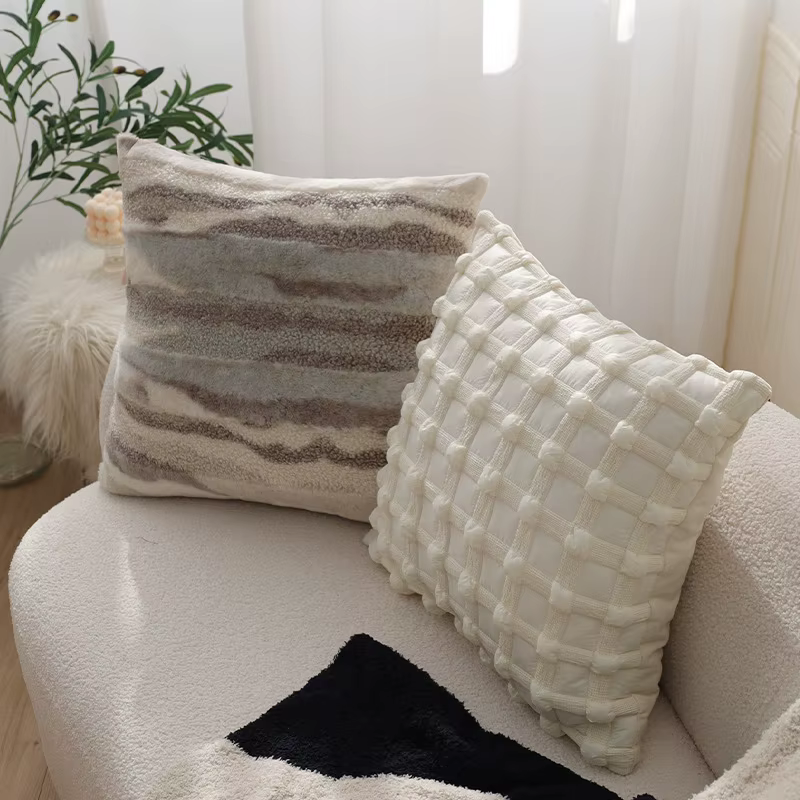 Housse de coussin kaki Style crème