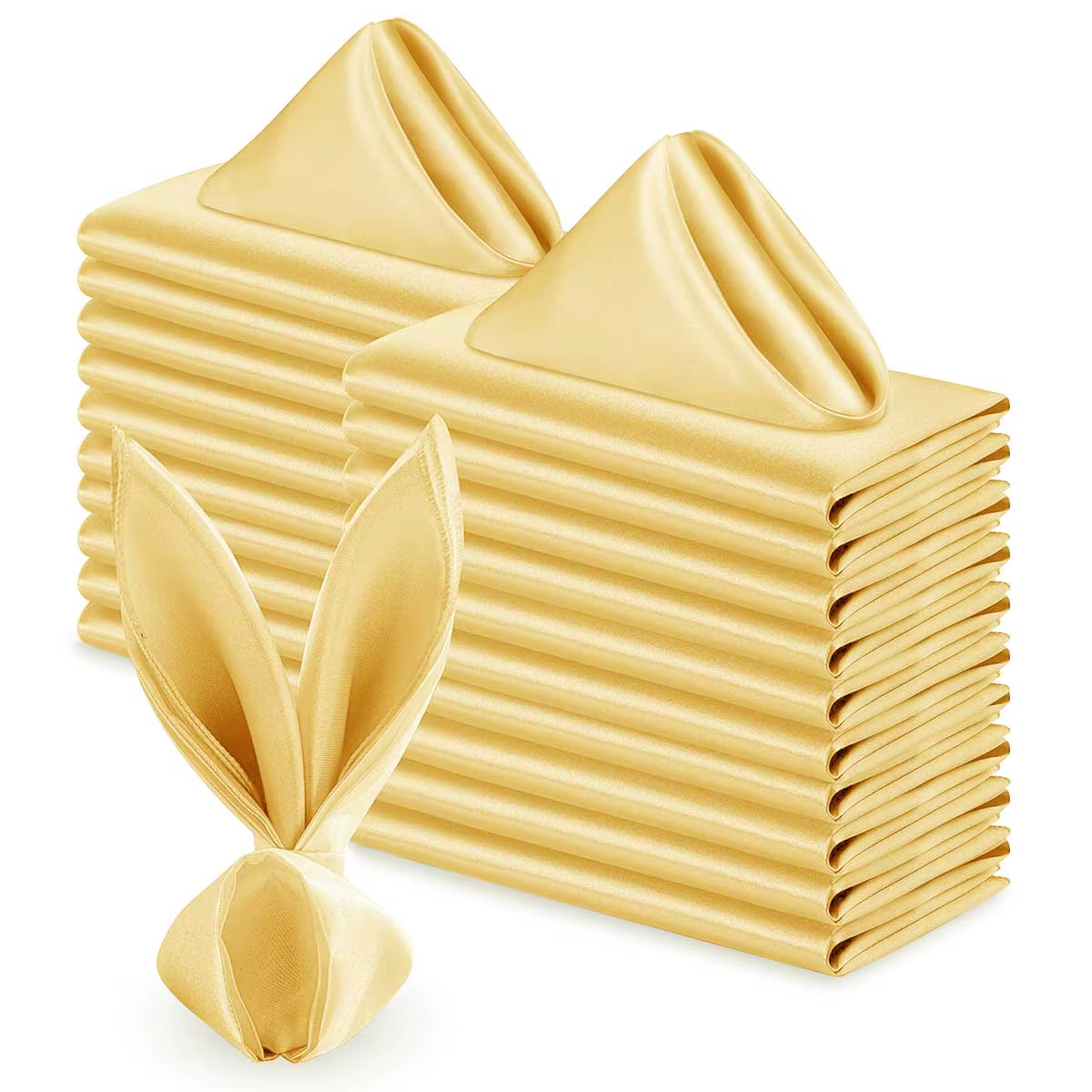 Serviettes de mariage en tissu satiné carré
