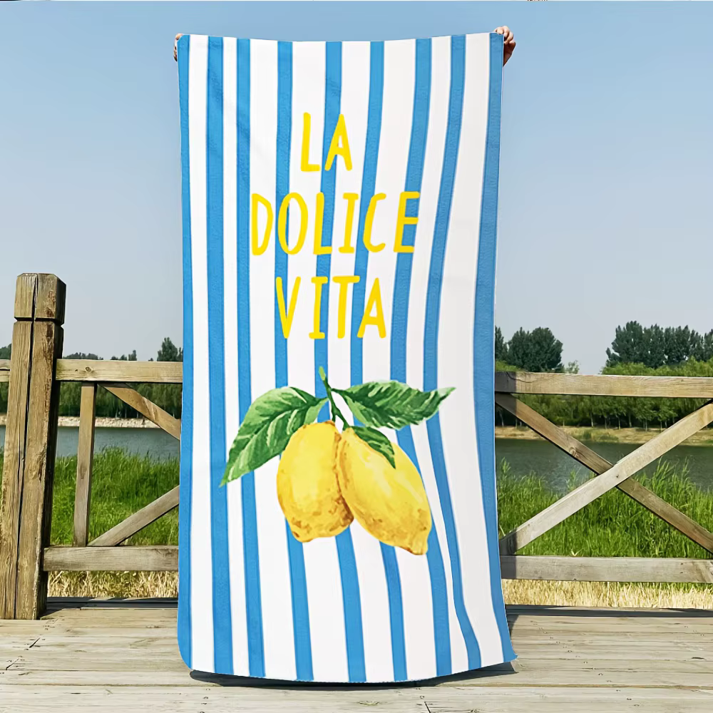 Serviette de plage La Dolce Vita à imprimé citron