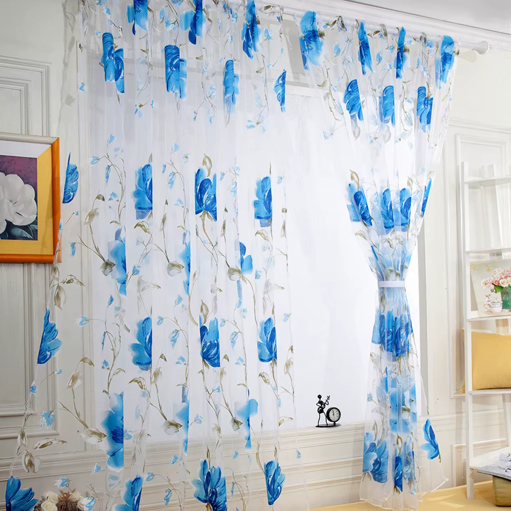 Rideaux en Tulle à fleurs pour salon