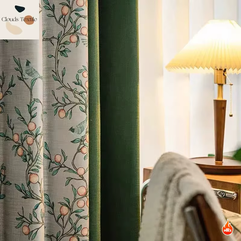 Rideaux pour salon salle à manger chambre luxueux élégant américain rétro moderne pastorale ombrage impression Simple bonne chance