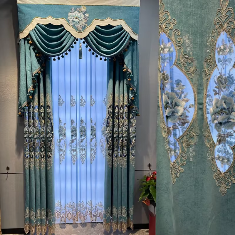 Rideaux de luxe européens pour salon salle à manger