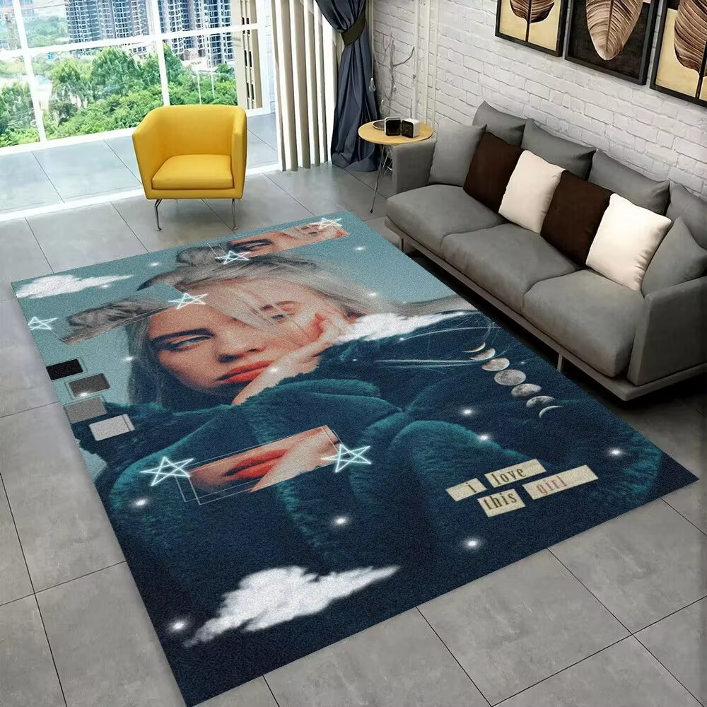 Tapis de sol antidérapant Billie Eilish Star de la mode pour chambre d'enfant