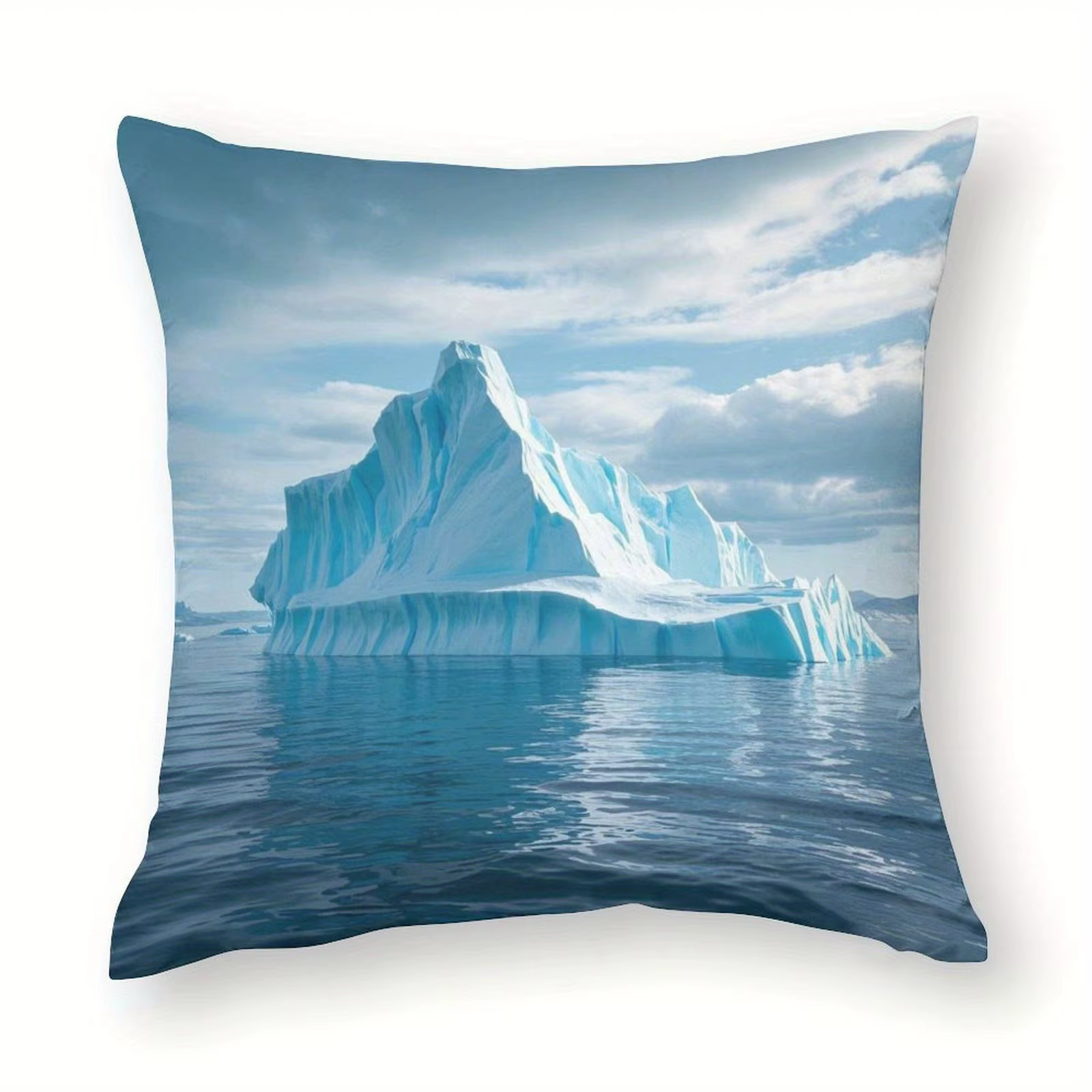 Housse de coussin bleue avec vue sur l'océan