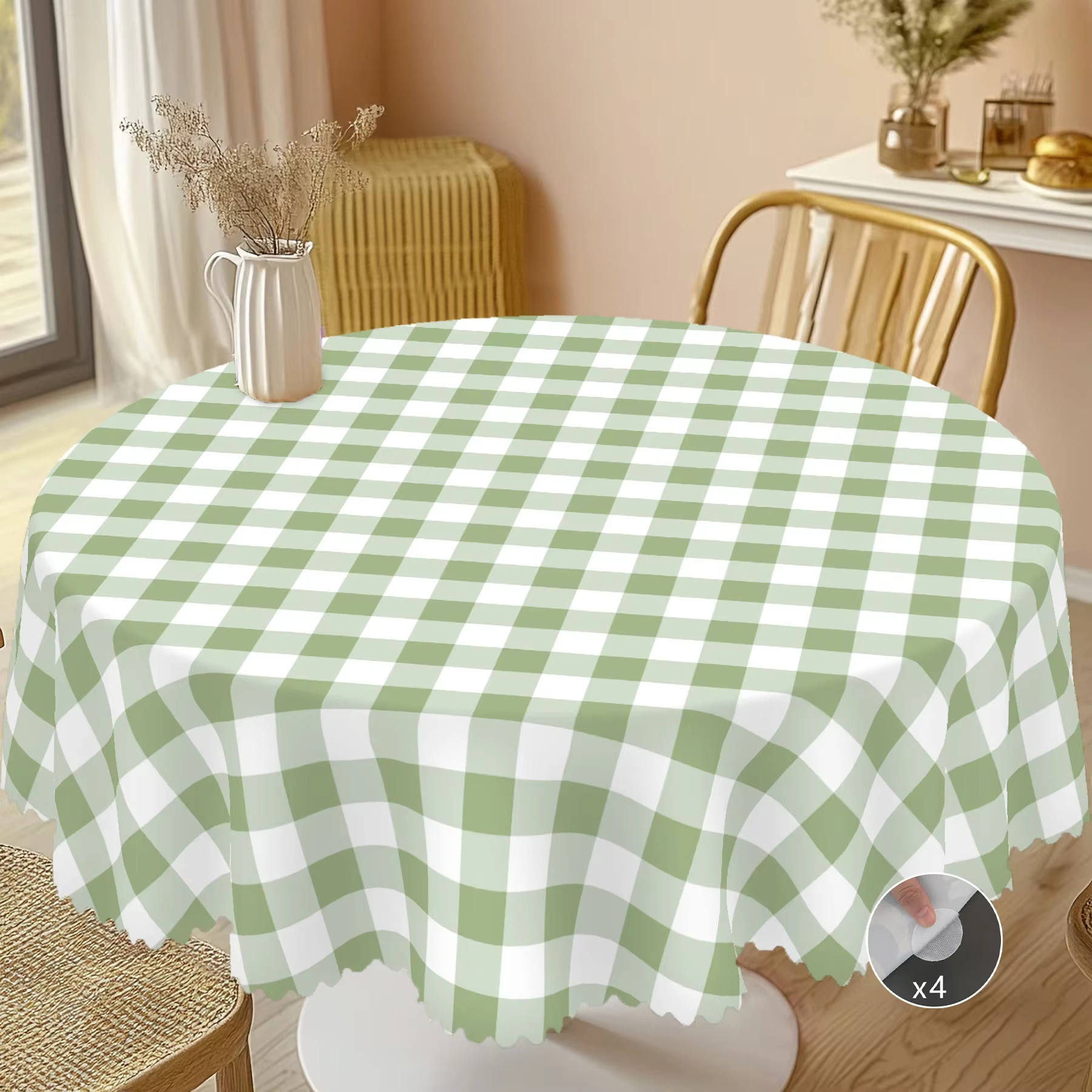 Nappe rectangulaire à carreaux Buffalo vert sauge pour mariage