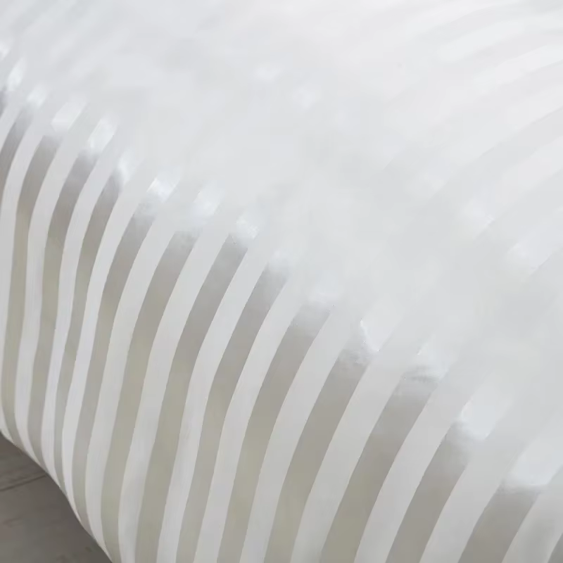 WASART – housse de couette en satin rayé blanc ivoire