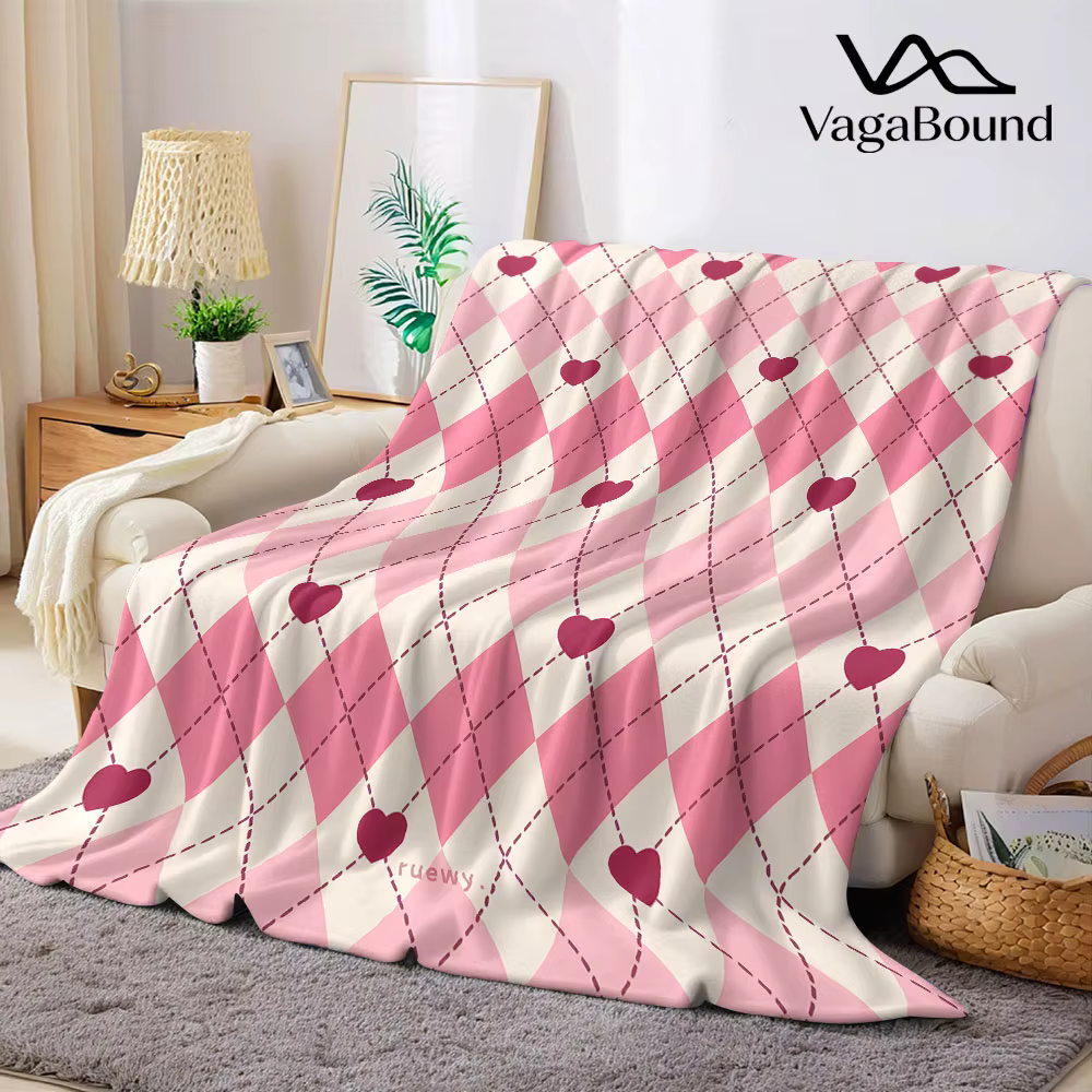 Couverture en flanelle à motif de cœur