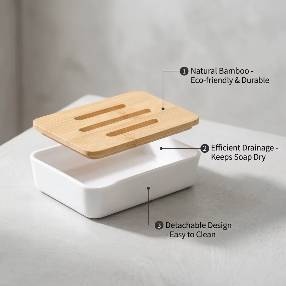 1 pièce Porte-savon en bambou pour salle de bain
