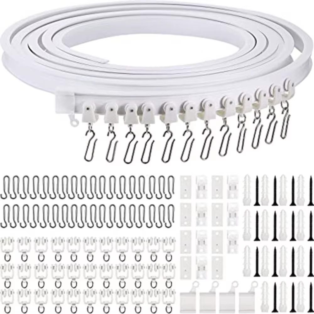 Rail à rideau blanc Style moderne piste Visible Nano silencieux rideaux accessoires en plastique pliable
