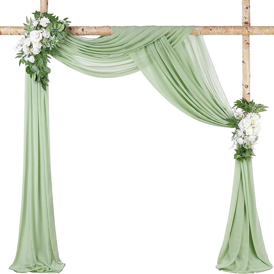 Chemin de Table de mariage en mousseline de soie vert sauge