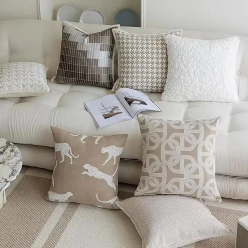 Housse de coussin de luxe légère à flocons d'avoine