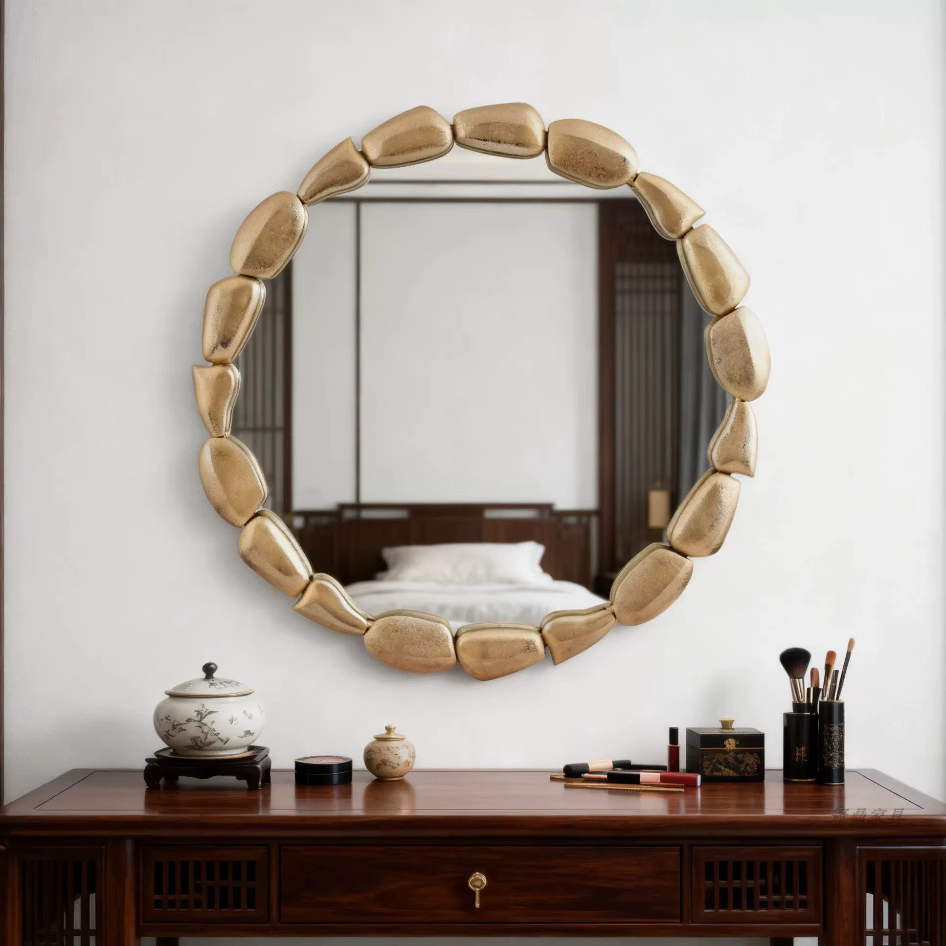 Miroir mural haute définition avec cadre doré