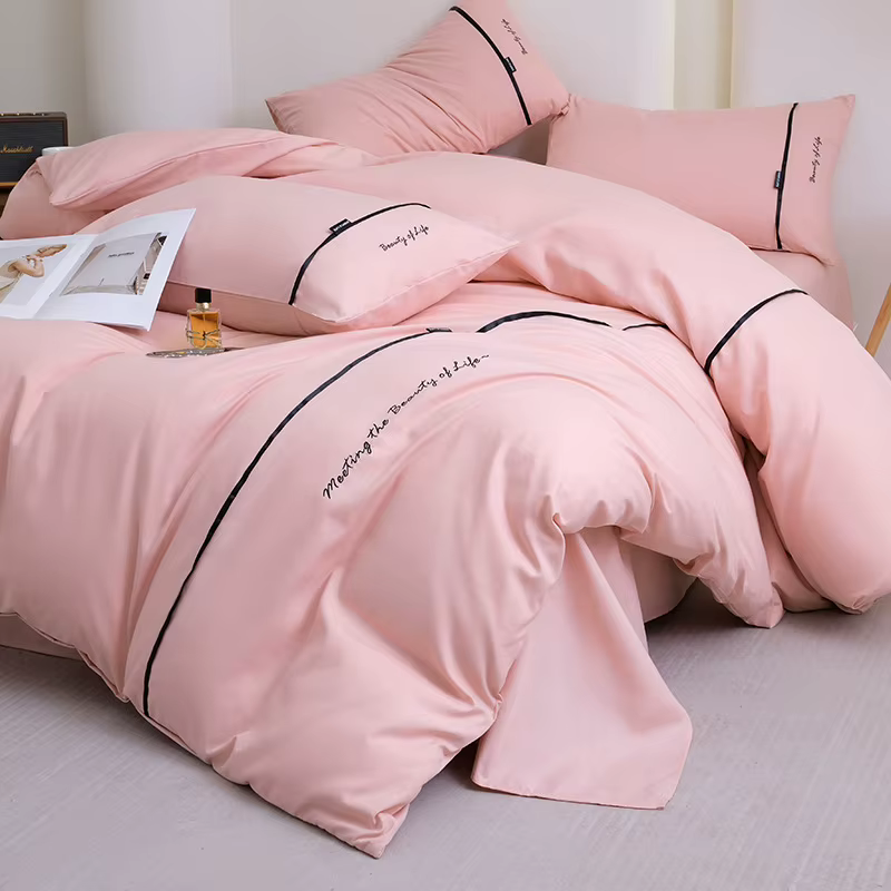 Nouvel ensemble de draps et de draps-housses 4 pièces en coton lavé doux pour la peau