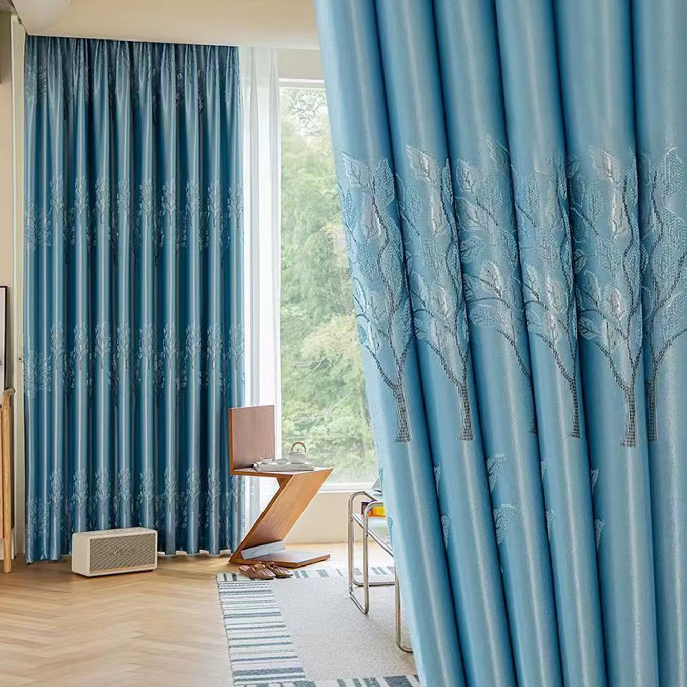 Rideaux occultants bleus Tiffany pour chambre à coucher