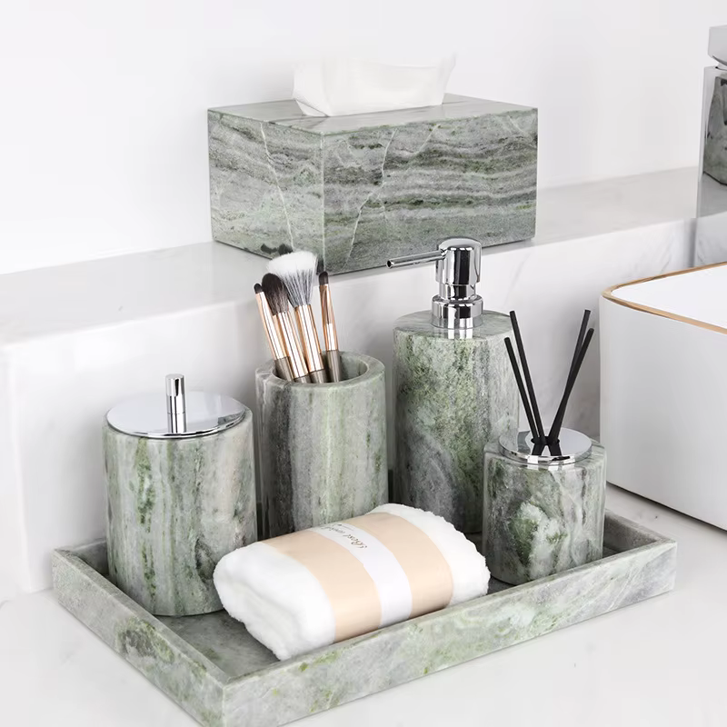 Ensemble de salle de bains en marbre naturel vert émeraude