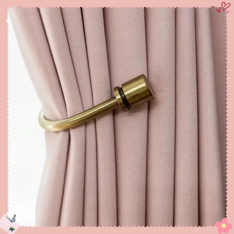 Rideaux maître en velours rose