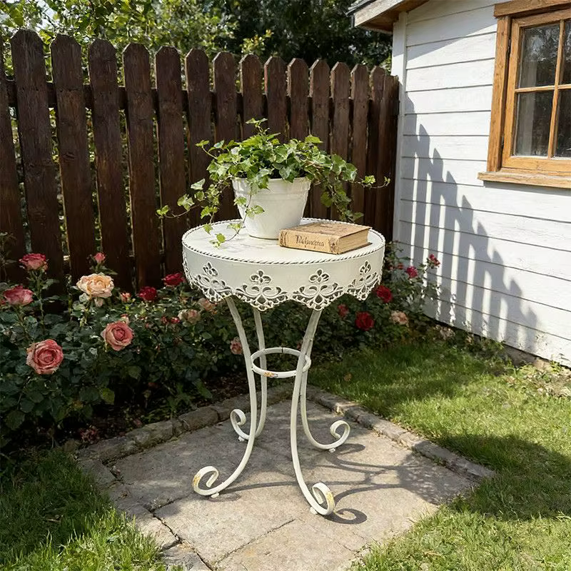 Support de rangement vintage en fer forgé pour pots de fleurs