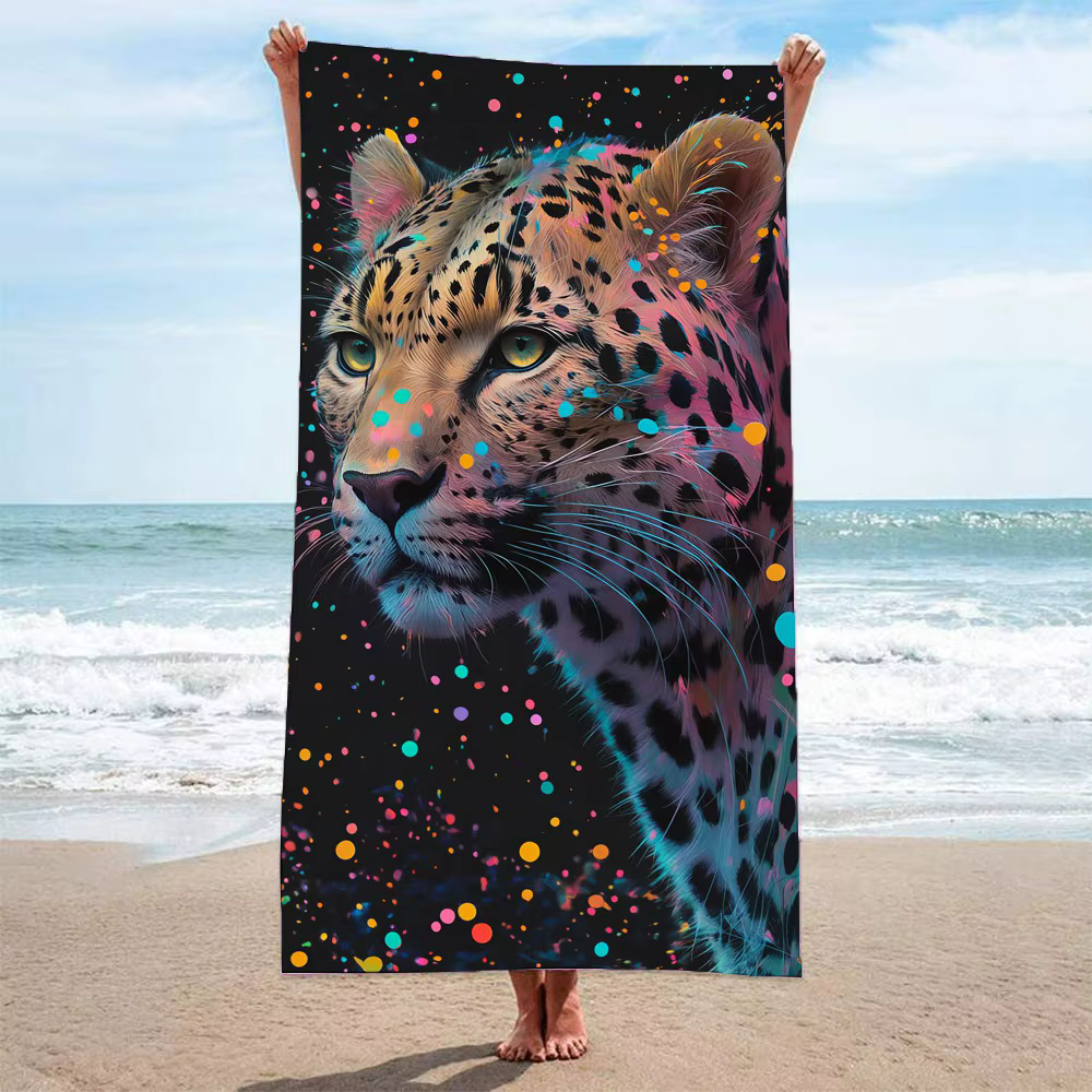 Grande serviette de plage léopard en microcarence