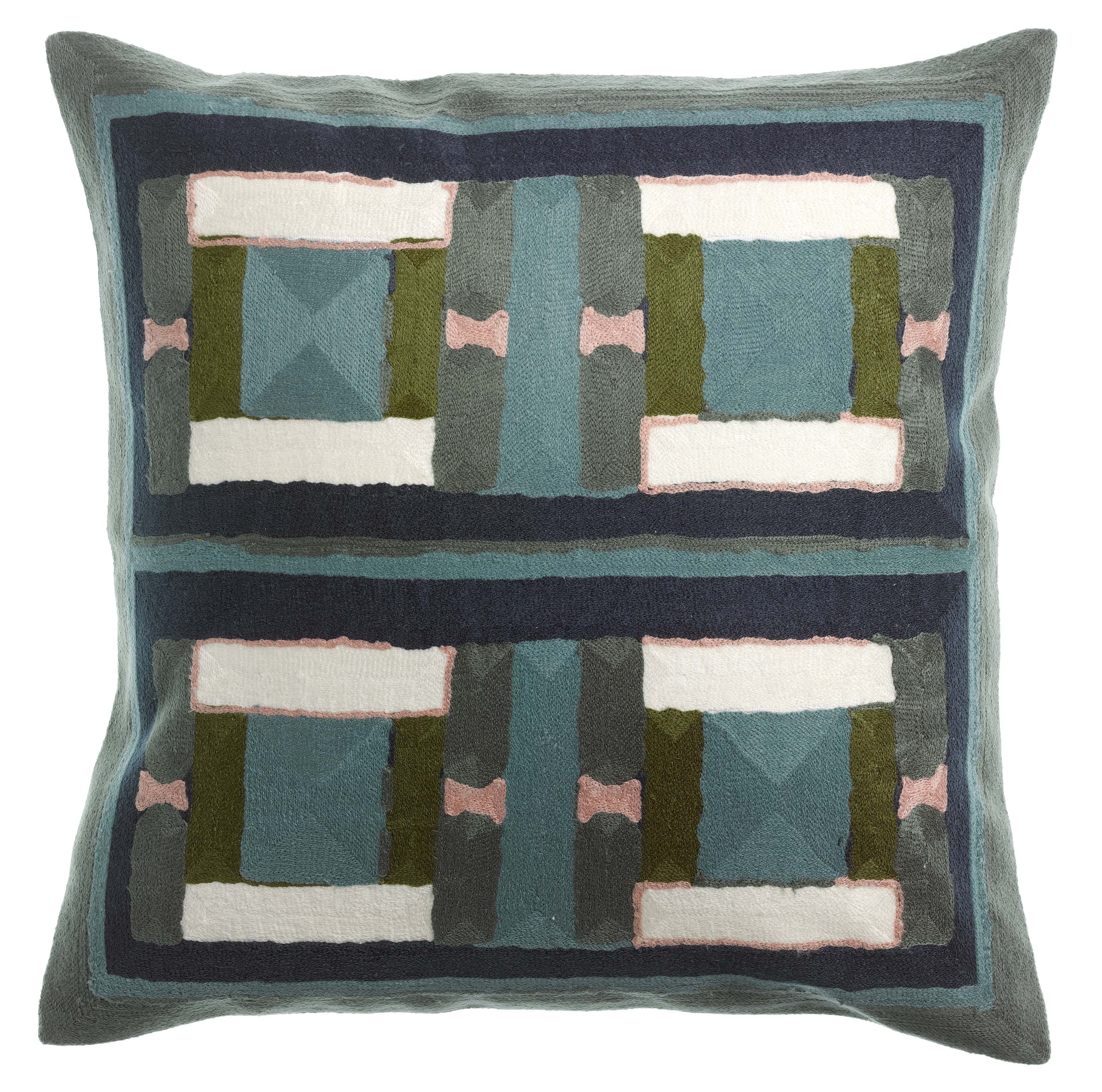 Coussin brod Taho Vert de gris 45 x 45