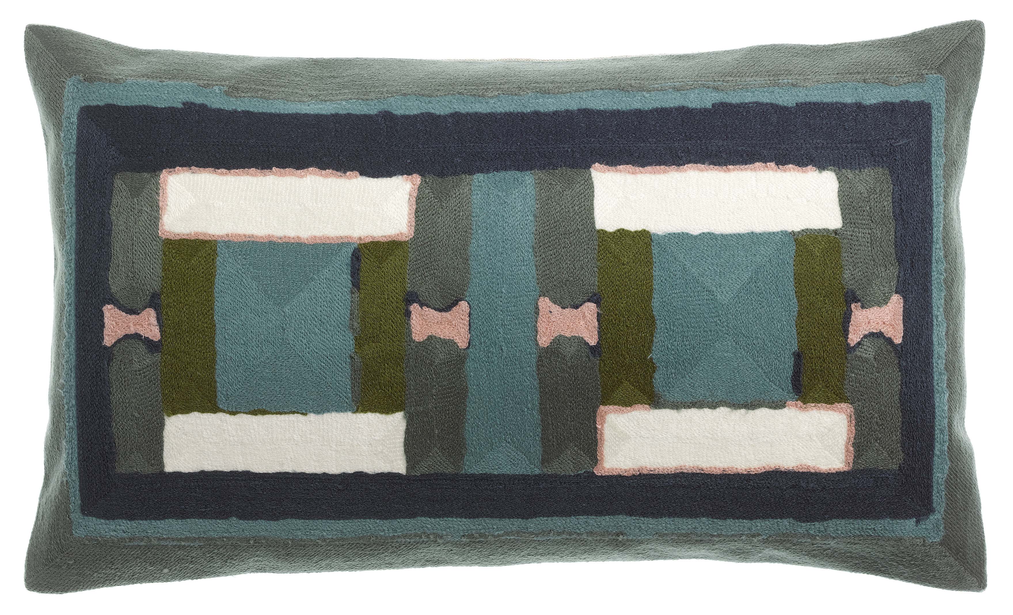 Coussin brod Taho Vert de gris 30 x 50